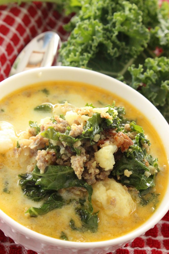 Olive Garden Zuppa Toscana low carb version in a bowl