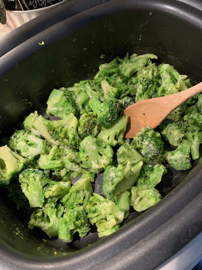 making broccoli for broccoli cheddar soup