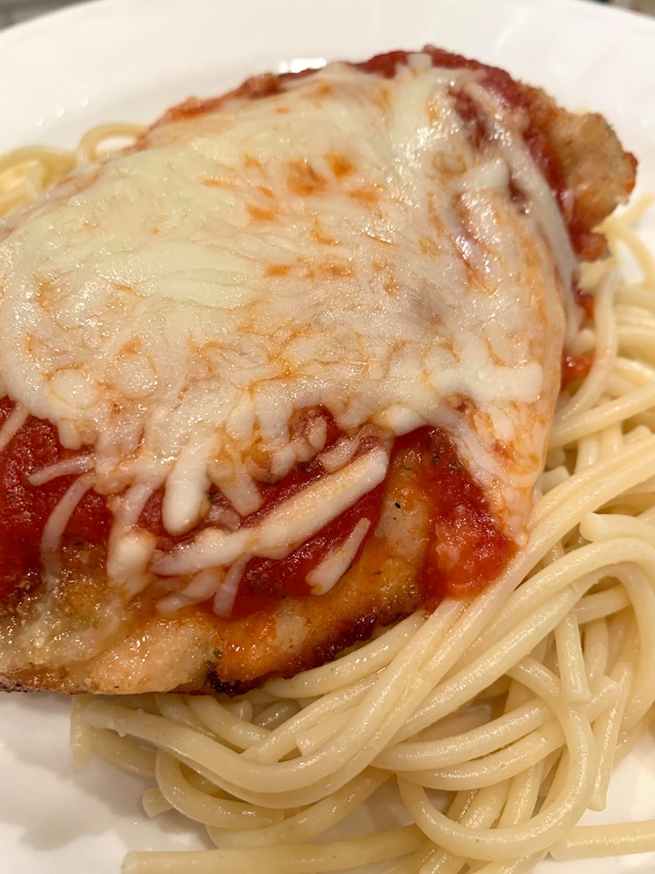parmesan chicken on a plate