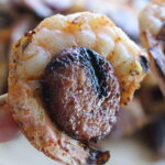 sausage and shrimp on a kebab #spon